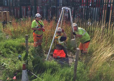 Drain technology team of 3 are on site- in a grassy areas which is sectioned off for a Manhole inspection