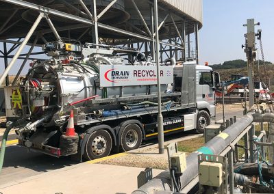 Large Recycler grey Drain Technology van is parked on-site on a Treatment Sewage Works project