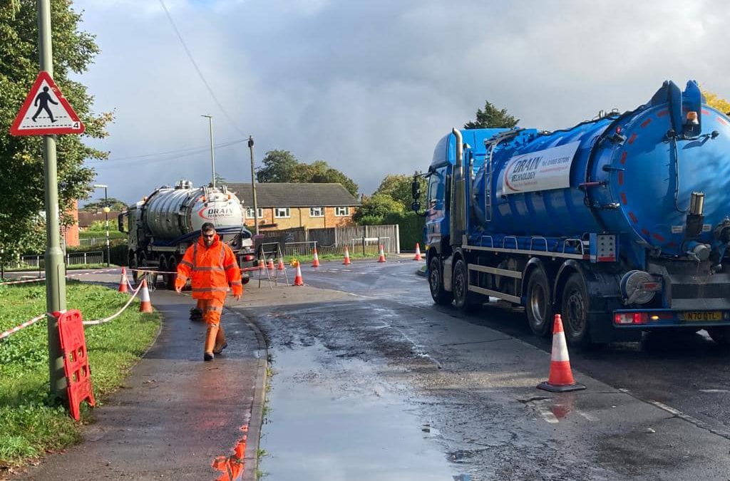 Day 2 of our flood prevention work. The team are going well and battling to keep the water levels down.