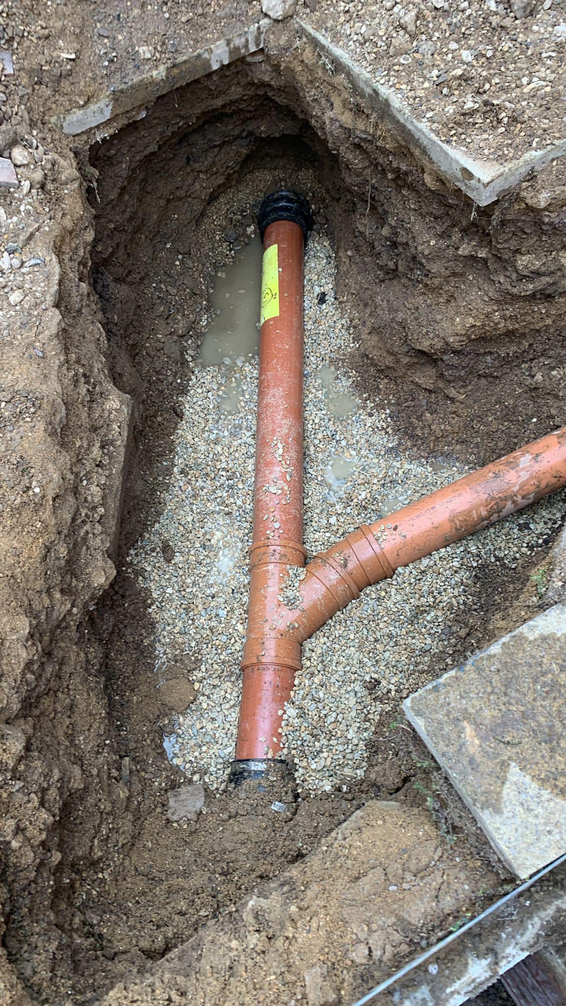 Pipe works in a drainage repair