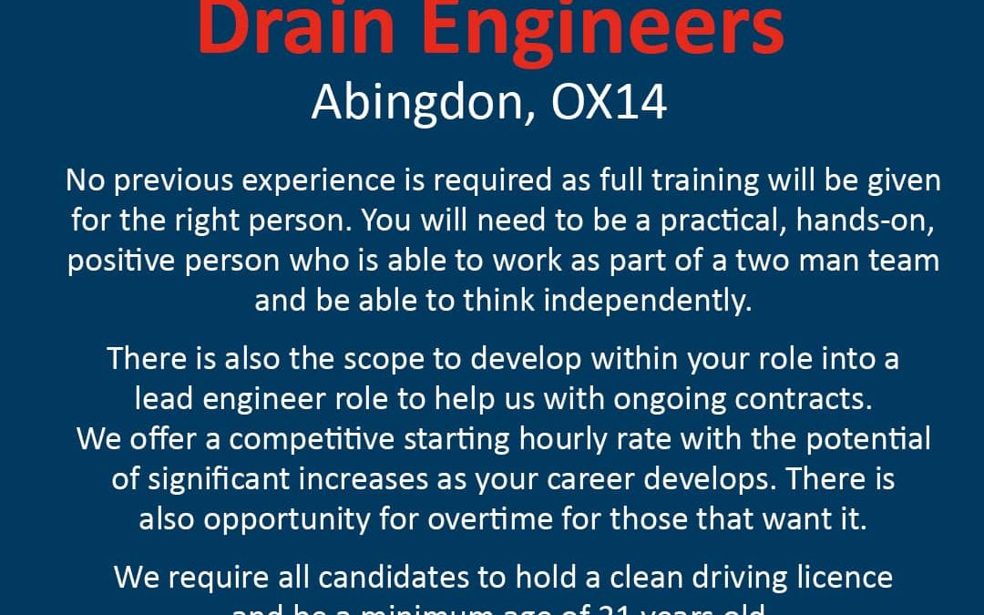 We’re looking to recruit Drain Engineers!