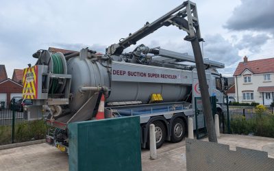 Our deep suction super recycler “Noo Noo”is out today and continuing on into the night over pumping a failed pump station on a housing estate.