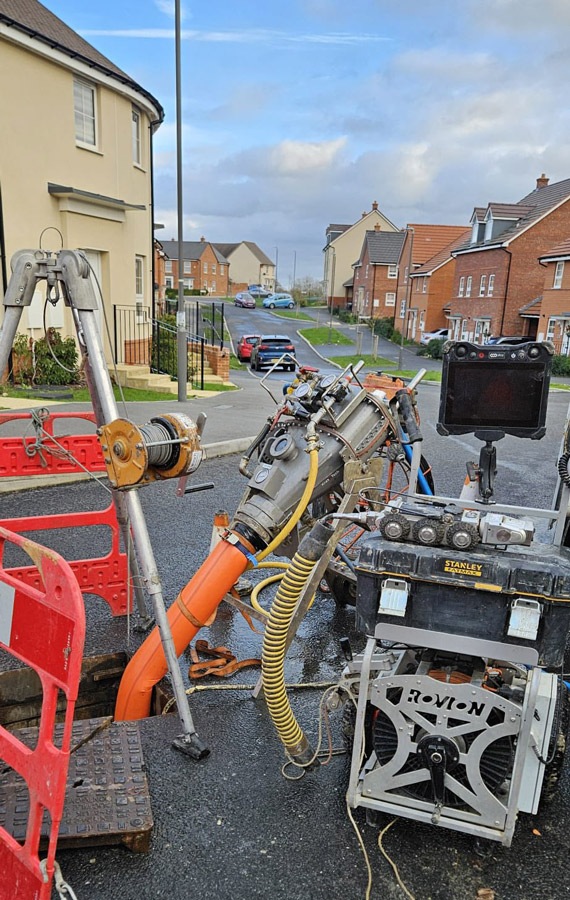 Drain works around houses