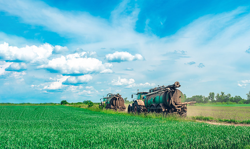 Tractors with slurry tank attached