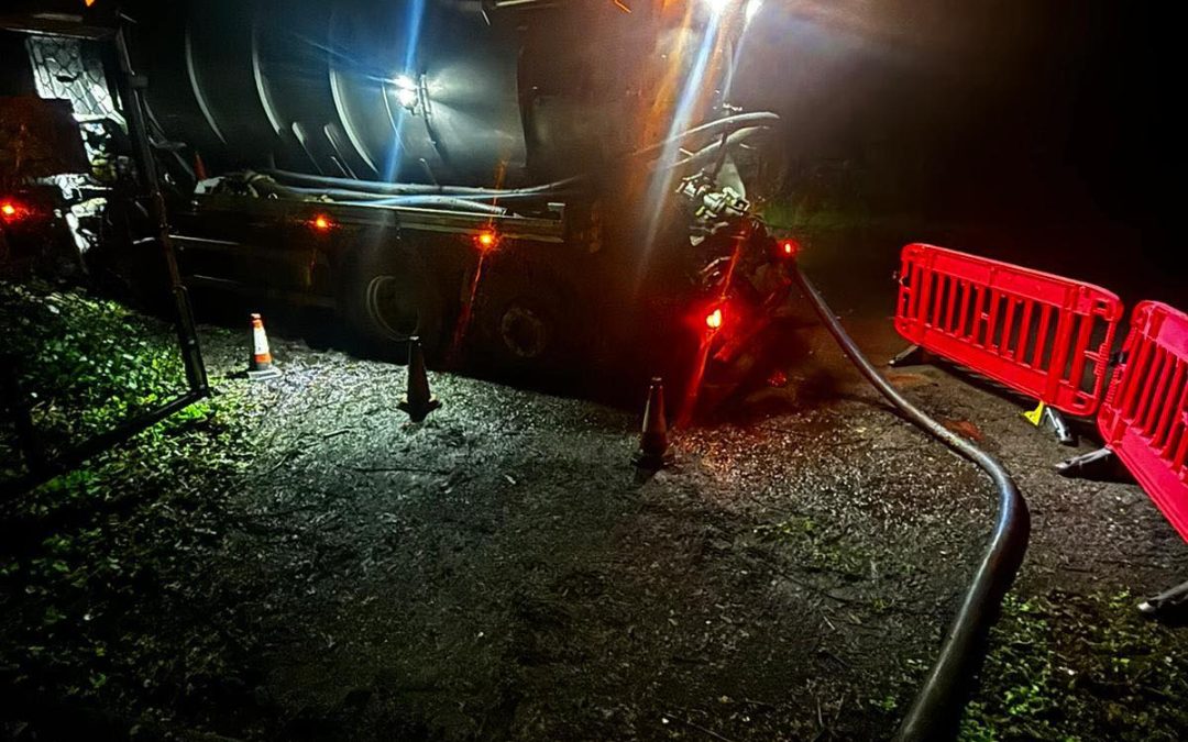 Our on call tanker team out again undertaking over pumping of vital utilities.