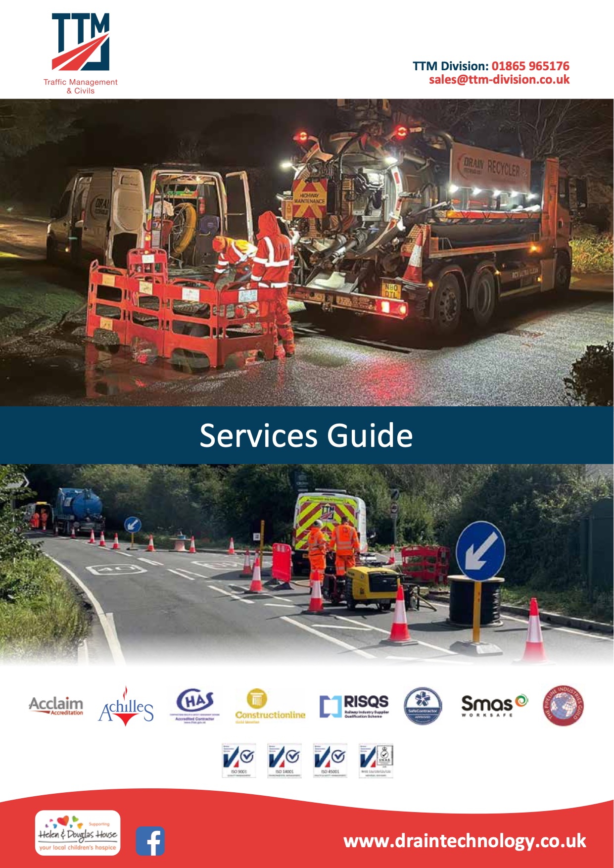 Front cover of brochure with tankers working on road works