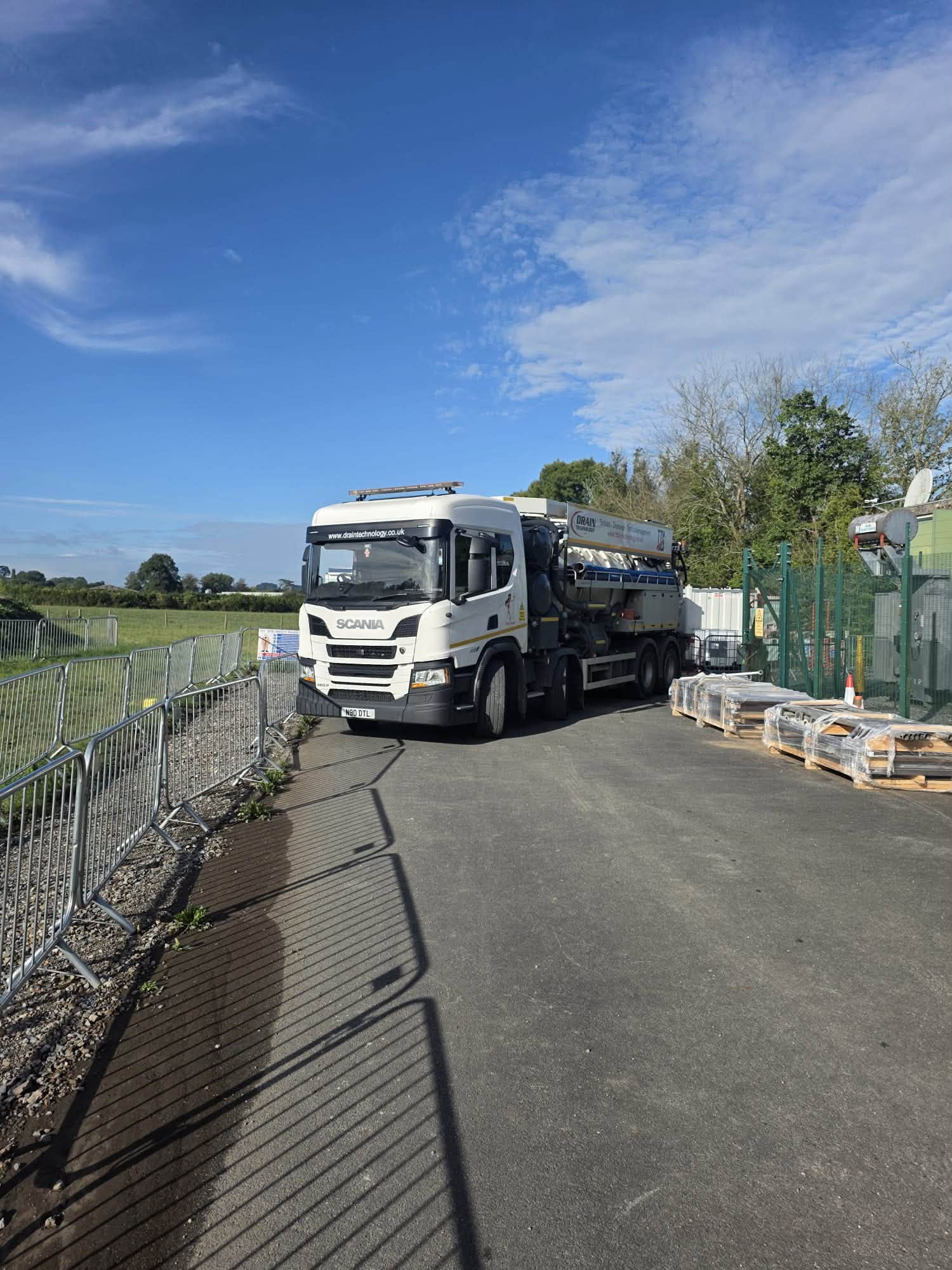 White lorry in a field