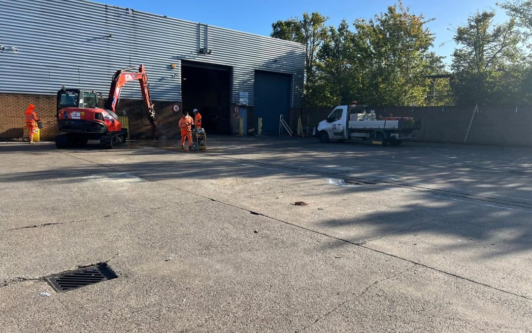 This morning some of our in house civils teams are out setting up, and starting to undertake a large concrete slab repair and replacement scheme.