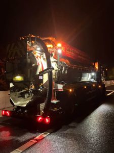 tanker on the roadside in the dark