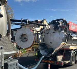 back of a cylindrical tanker 